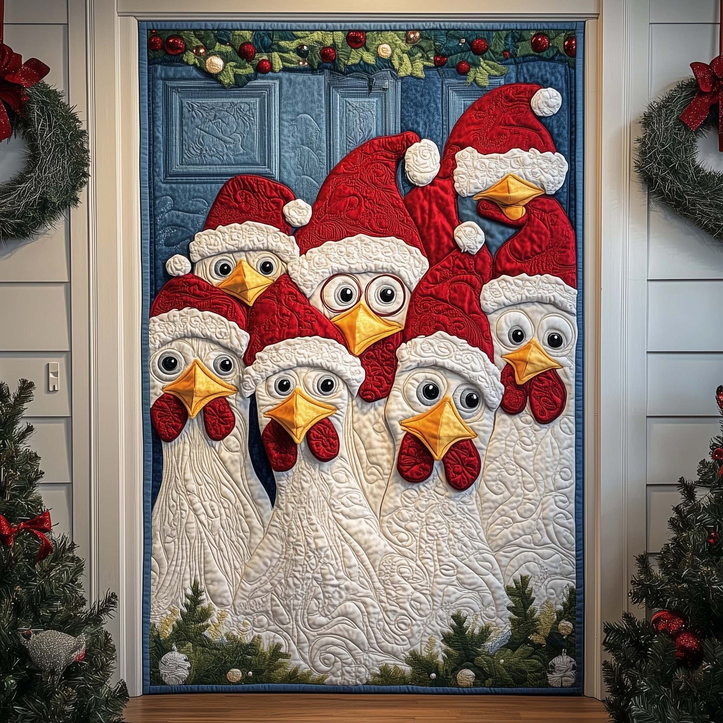 Holiday Chicken Quilted Door Cover GFTONL7267