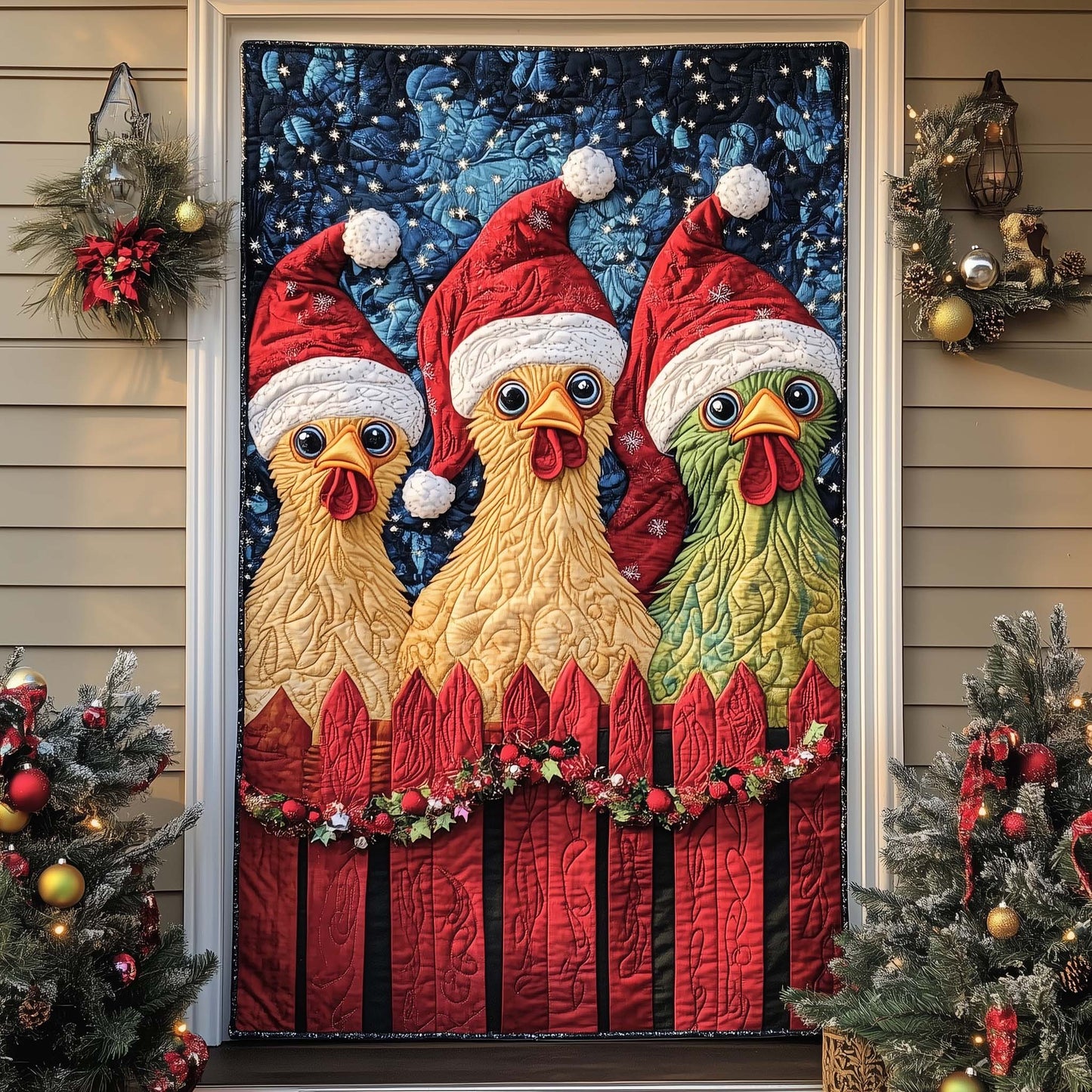 Cheerful Chicken Quilted Door Cover GFTONL7274
