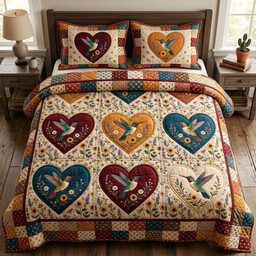 Hummingbird Grace 3-Piece Quilted Bedding Set GFTONL7321