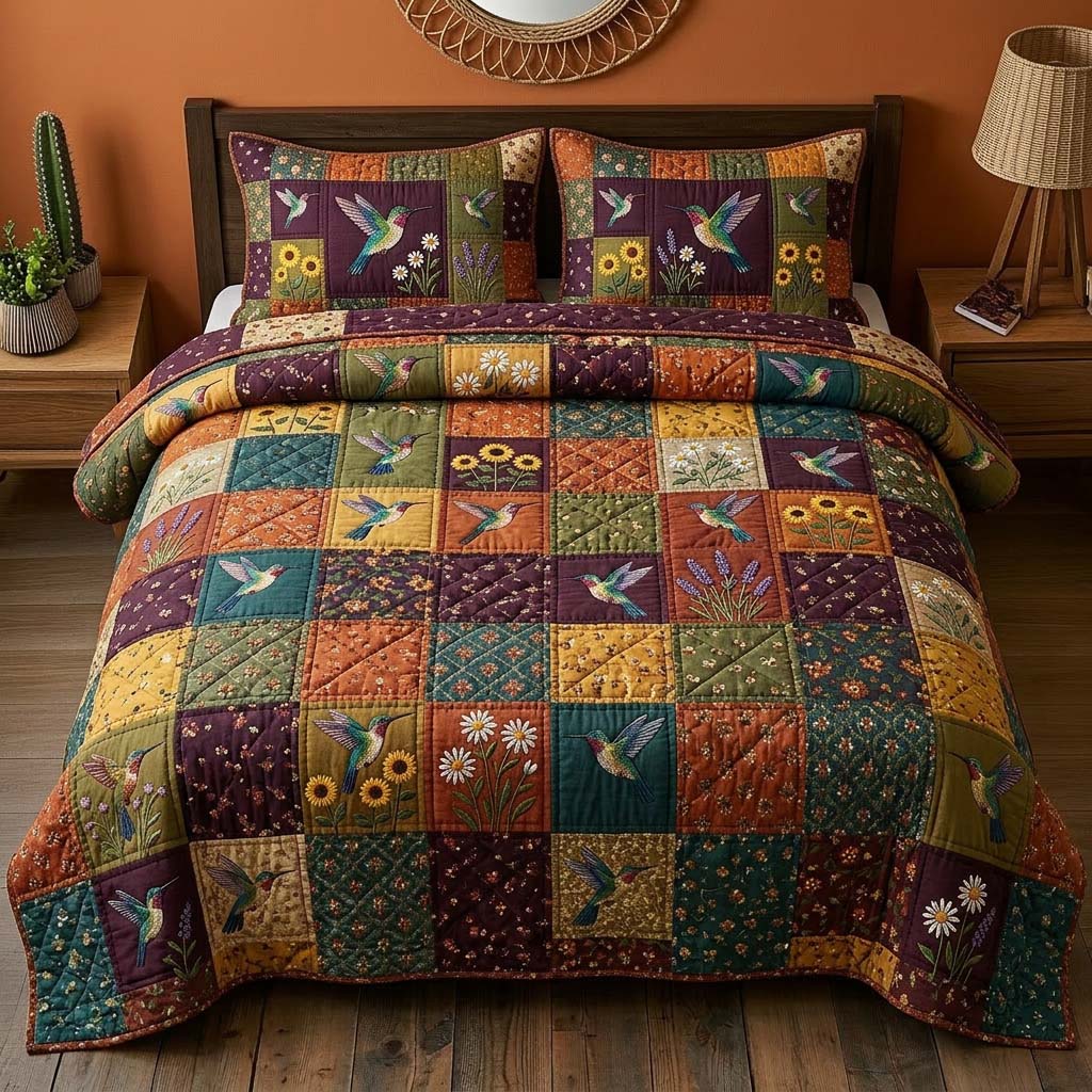 Hummingbird 3-Piece Quilted Bedding Set GFTONL7328