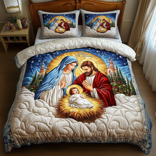 Nativity Scene 3-Piece Quilted Bedding Set GFTONL893