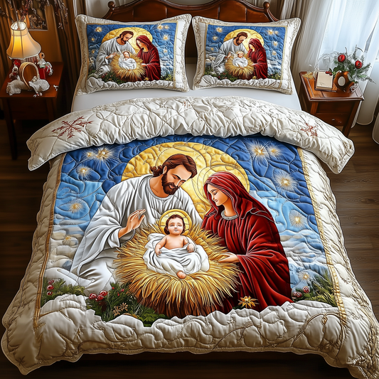Nativity Scene 3-Piece Quilted Bedding Set GFTONL894