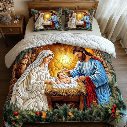 Nativity Scene 3-Piece Quilted Bedding Set GFTONL895