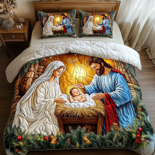 Nativity Scene 3-Piece Quilted Bedding Set GFTONL895