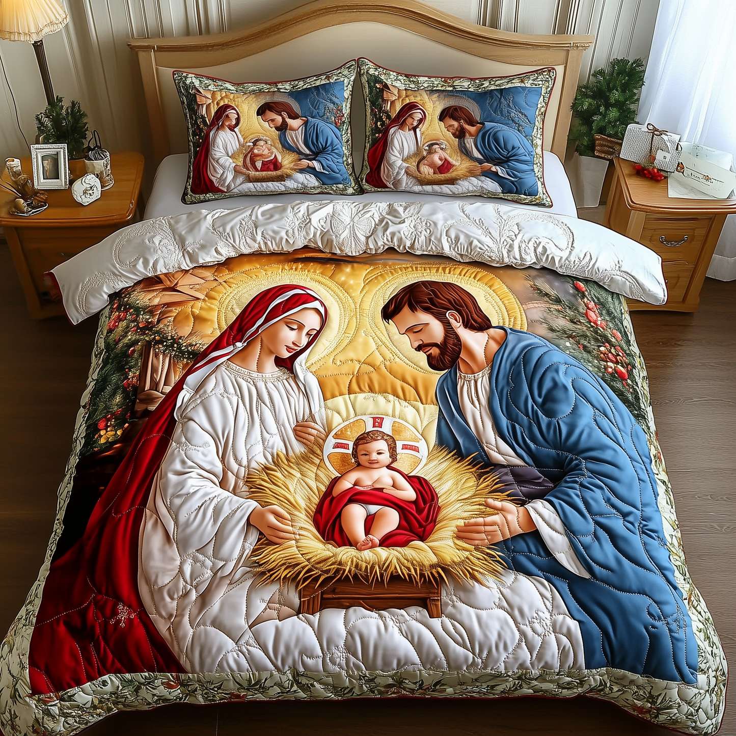 Nativity Scene 3-Piece Quilted Bedding Set GFTONL896