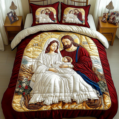 Nativity Scene 3-Piece Quilted Bedding Set GFTONL897