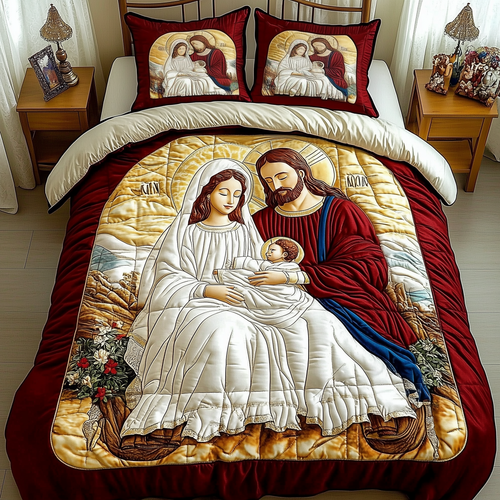 Nativity Scene 3-Piece Quilted Bedding Set GFTONL897