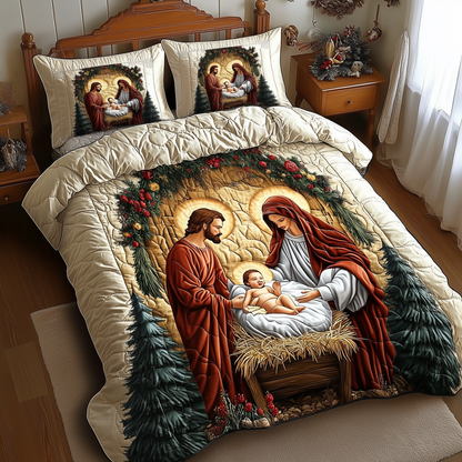 Nativity Scene 3-Piece Quilted Bedding Set GFTONL898