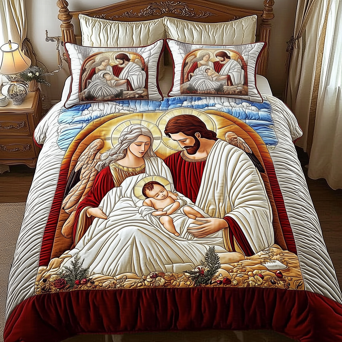 Nativity Scene 3-Piece Quilted Bedding Set GFTONL899