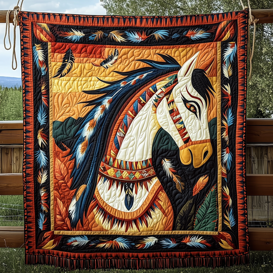 Horse Native American Art Quilted Blanket GFTONL949