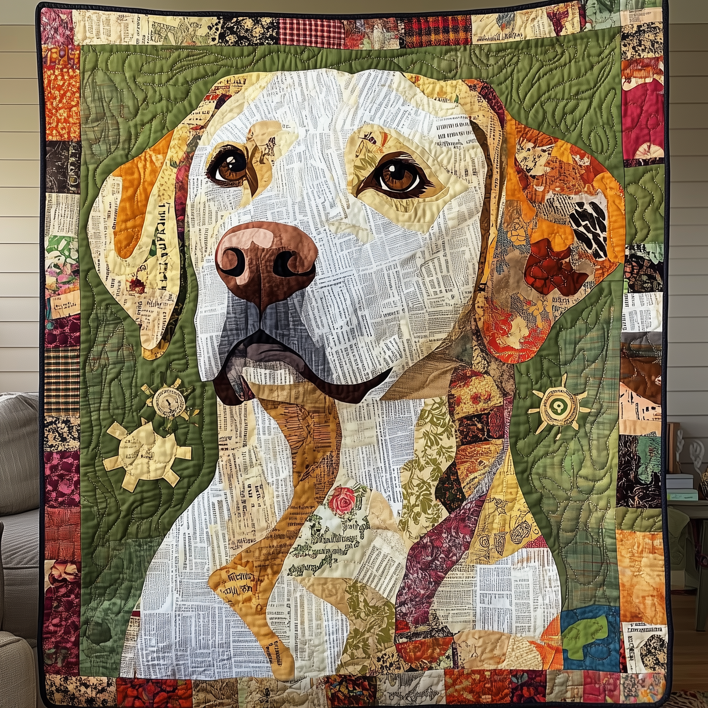 Colorful Labrador Retriever Quilted Blanket GFTONL984