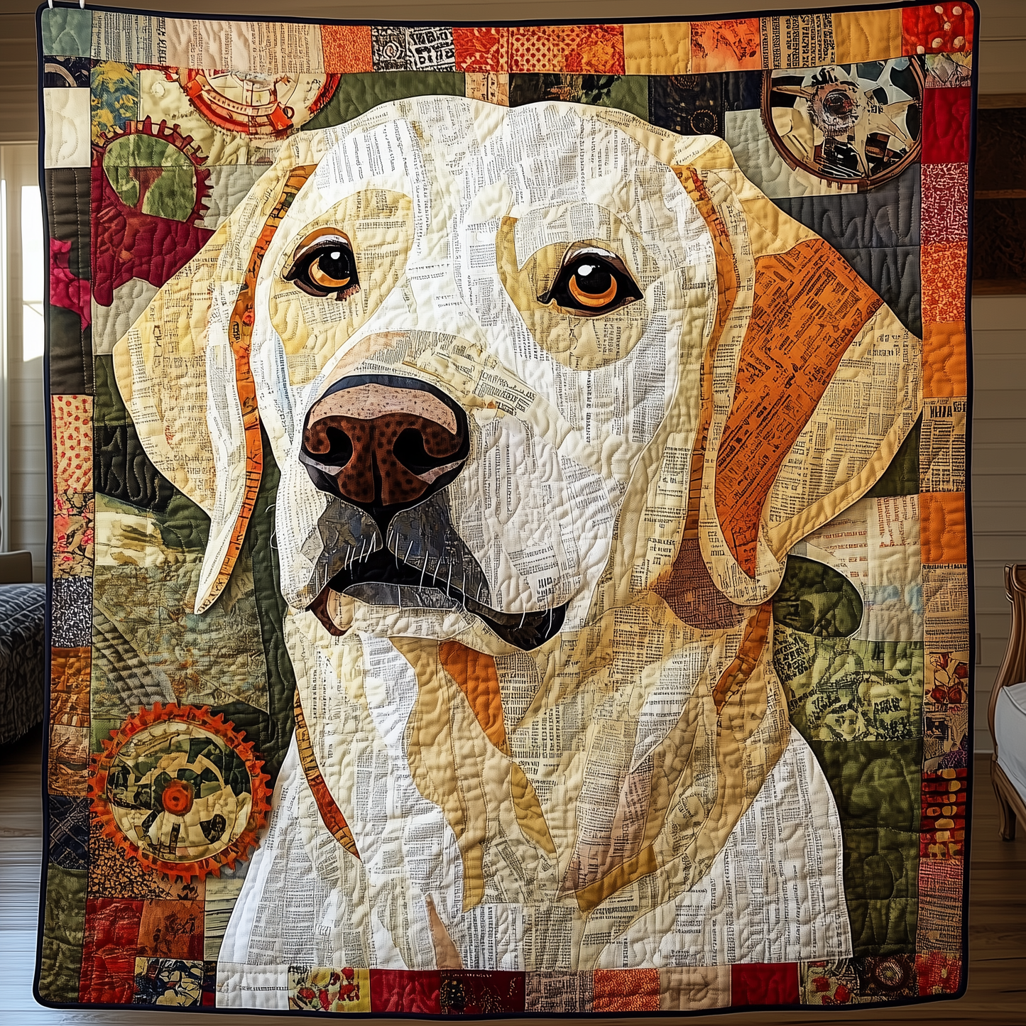 Colorful Labrador Retriever Quilted Blanket GFTONL986