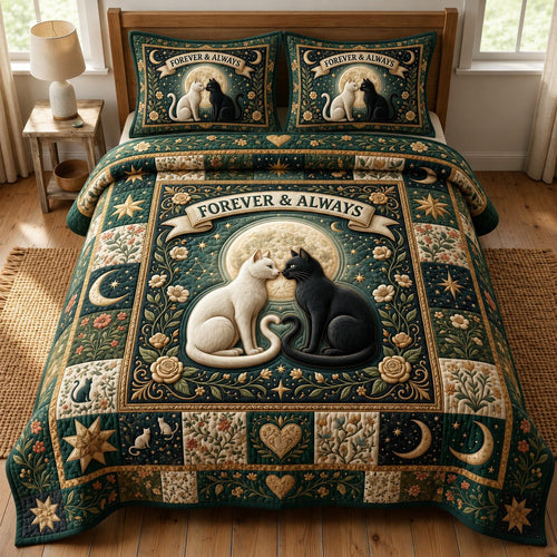 Cat Lovers 3-Piece Quilted Bedding Set GFTONMU1003