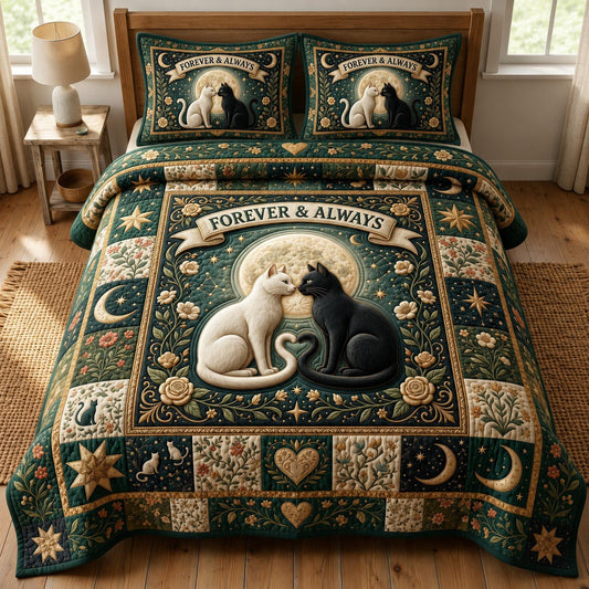 Cat Lovers 3-Piece Quilted Bedding Set GFTONMU1003