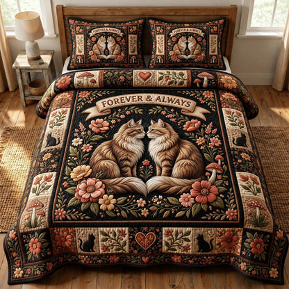 Cat Lovers 3-Piece Quilted Bedding Set GFTONMU1005