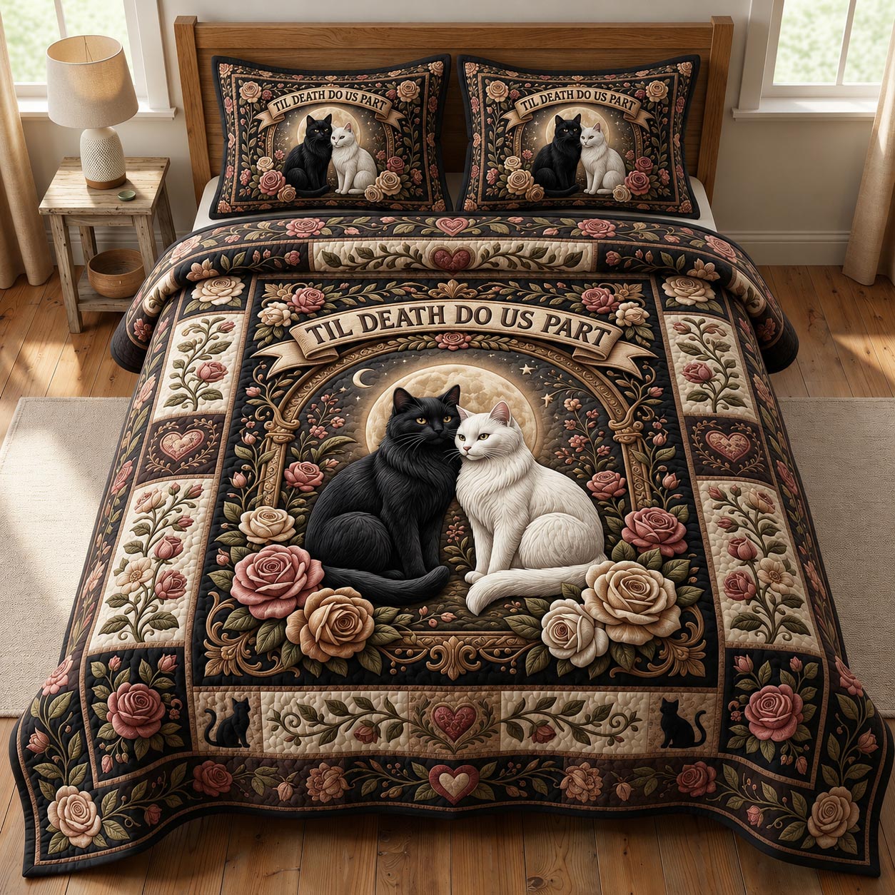 Cat Lovers 3-Piece Quilted Bedding Set GFTONMU1007