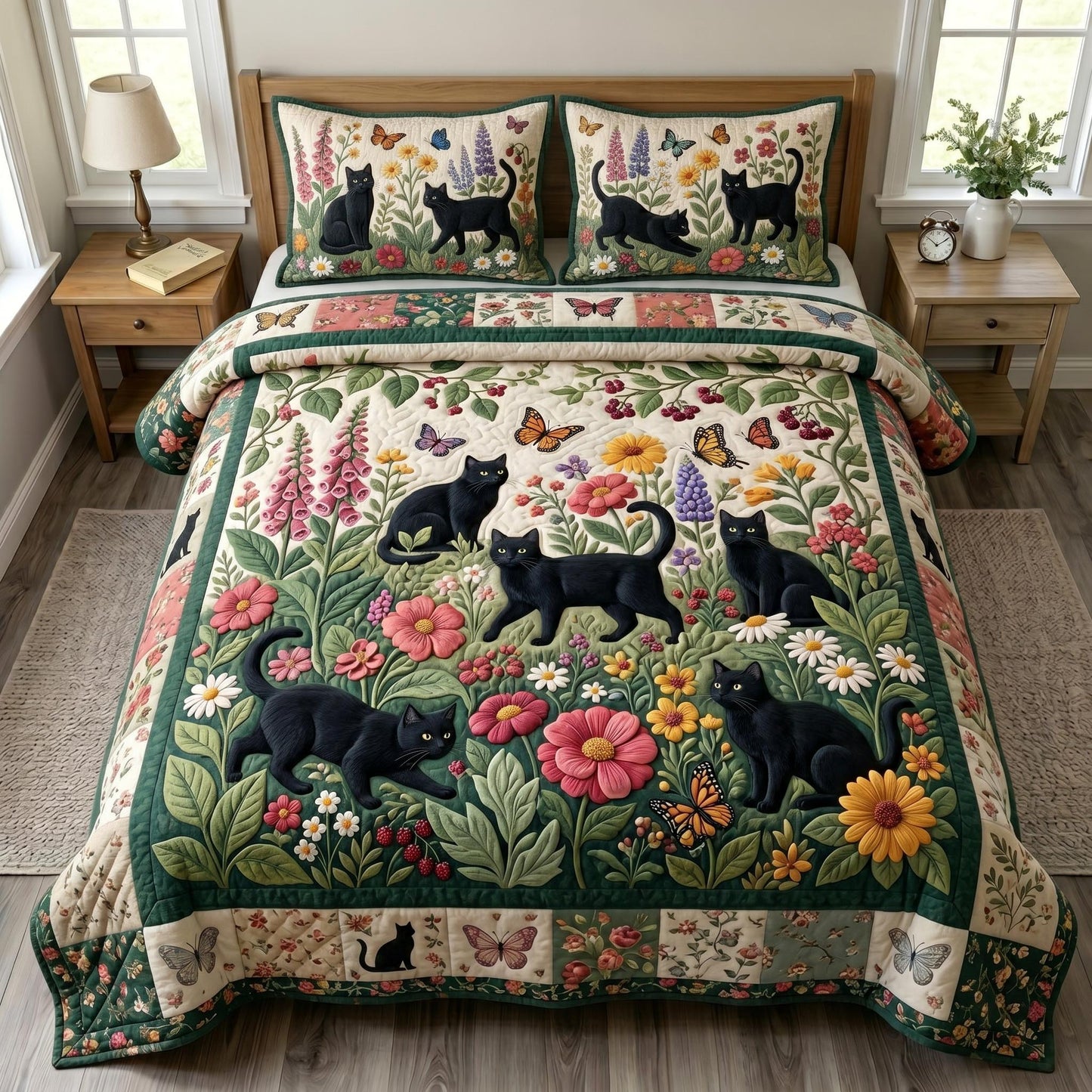 Cat Bliss 3-Piece Quilted Bedding Set GFTONMU1010