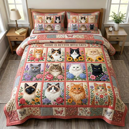 Cat Bliss 3-Piece Quilted Bedding Set GFTONMU1015