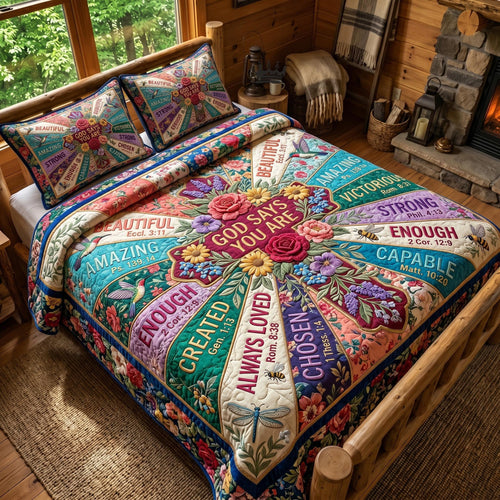 Floral Bible 3-Piece Quilted Bedding Set GFTONMU1044