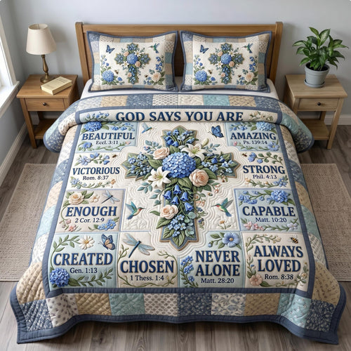 Floral Bible 3-Piece Quilted Bedding Set GFTONMU1047