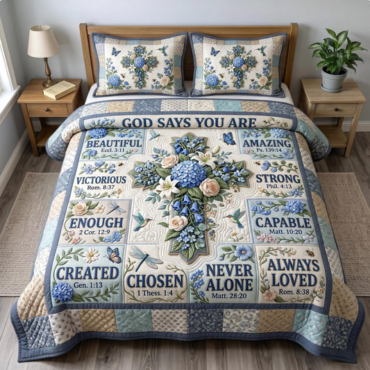 Floral Bible 3-Piece Quilted Bedding Set GFTONMU1047