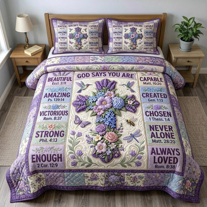 Floral Bible 3-Piece Quilted Bedding Set GFTONMU1048