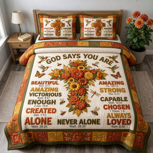 Floral Bible 3-Piece Quilted Bedding Set GFTONMU1051