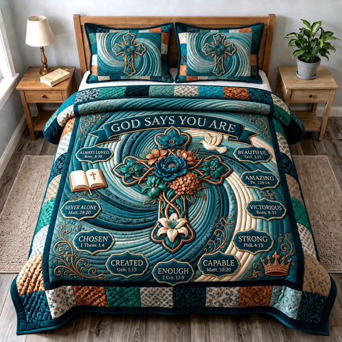Floral Bible 3-Piece Quilted Bedding Set GFTONMU1052