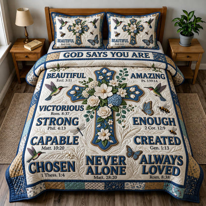 Floral Bible 3-Piece Quilted Bedding Set GFTONMU1053