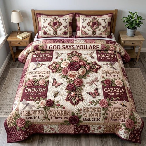 Floral Bible 3-Piece Quilted Bedding Set GFTONMU1055