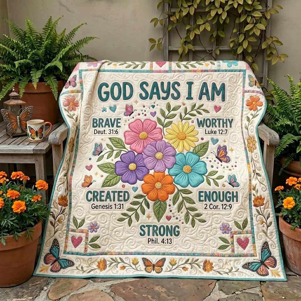 Floral Bible Quilted Blanket GFTONMU1086