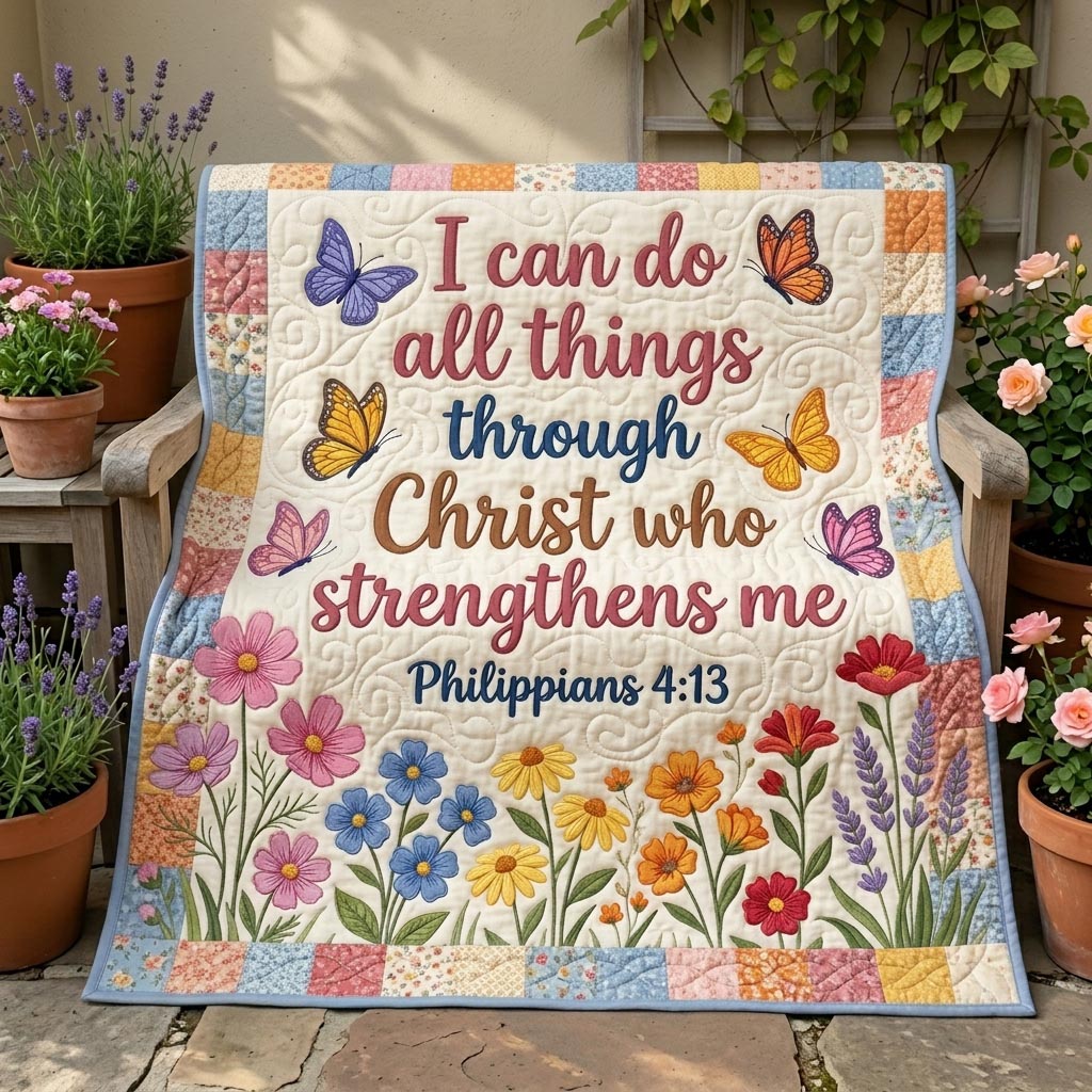 Floral Bible Quilted Blanket GFTONMU1088