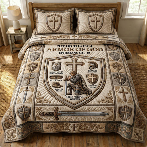 Armor Of God 3-Piece Quilted Bedding Set GFTONMU1132