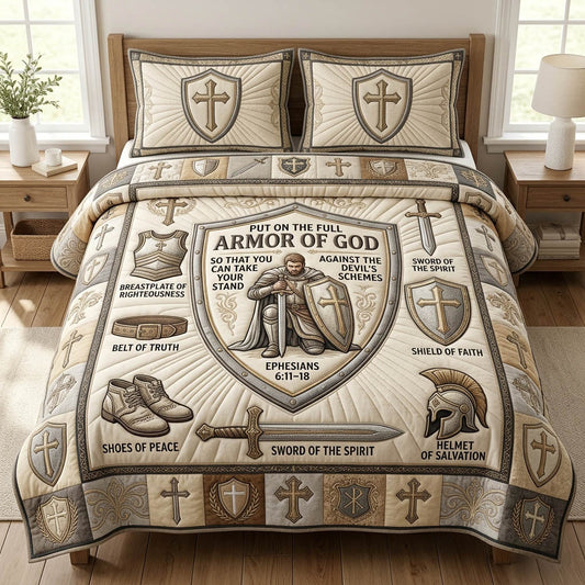 Armor Of God 3-Piece Quilted Bedding Set GFTONMU1134