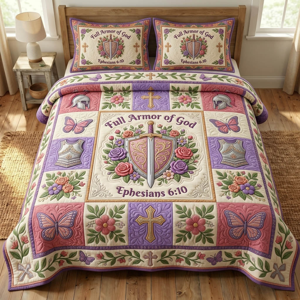 Armor Of God 3-Piece Quilted Bedding Set GFTONMU1139