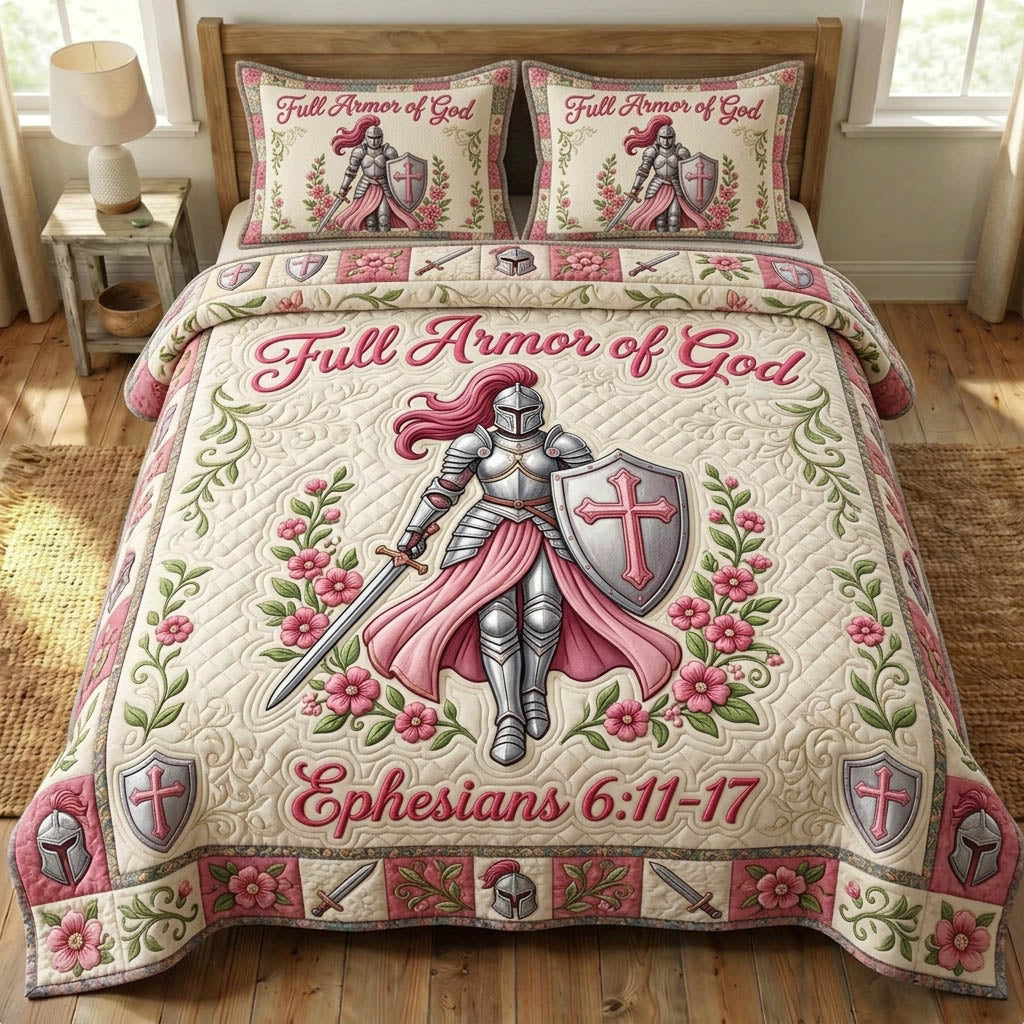 Armor Of God 3-Piece Quilted Bedding Set GFTONMU1141