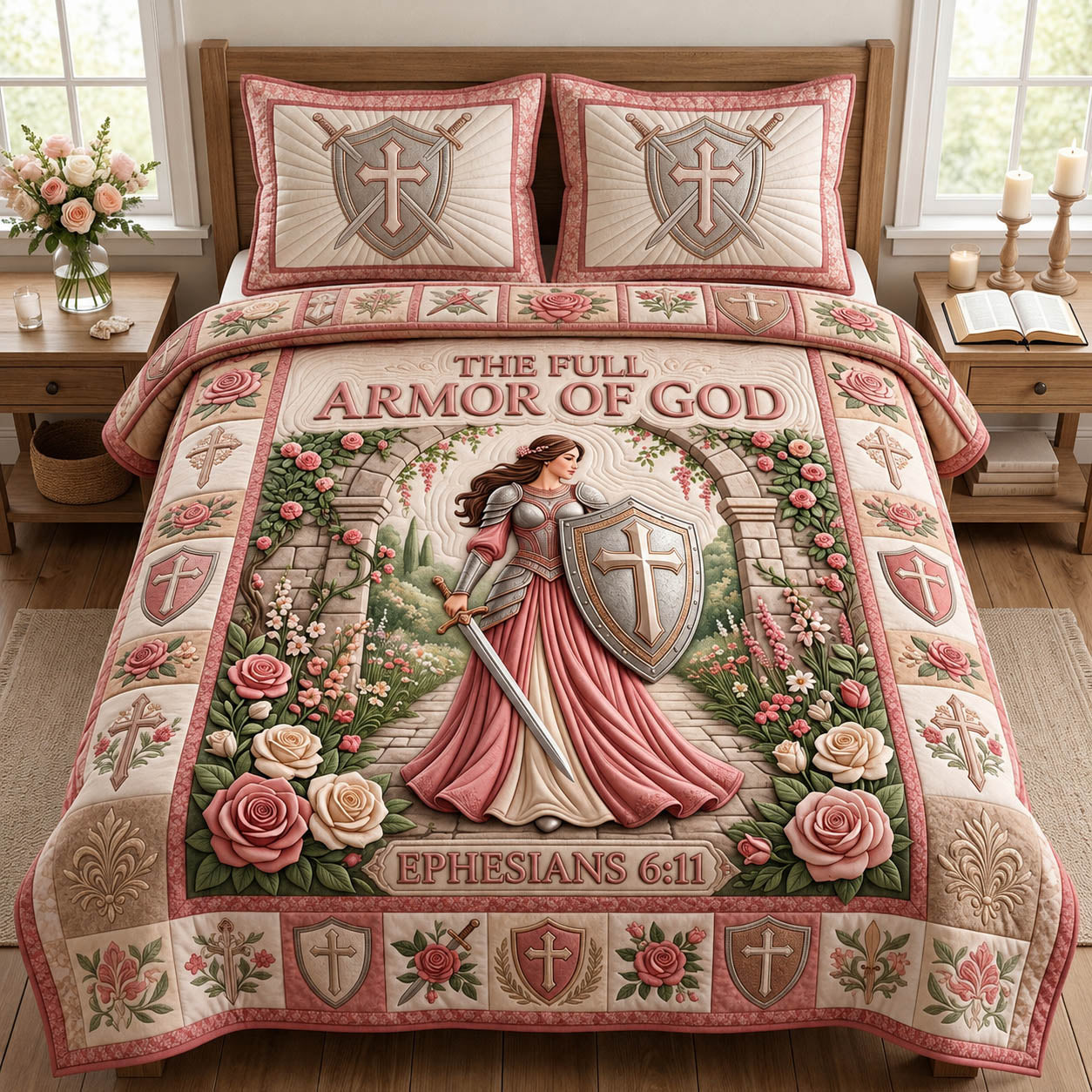 Armor Of God 3-Piece Quilted Bedding Set GFTONMU1144