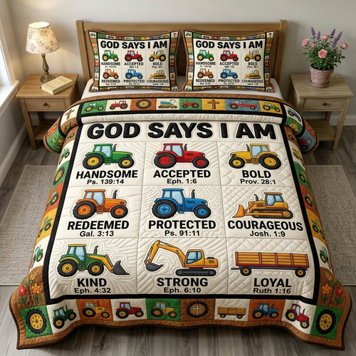 God Says I Am 3-Piece Quilted Bedding Set GFTONMU1161