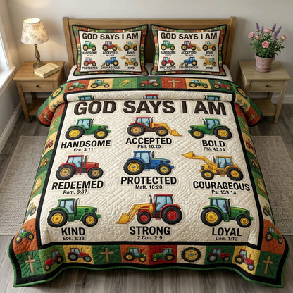 God Says I Am 3-Piece Quilted Bedding Set GFTONMU1162