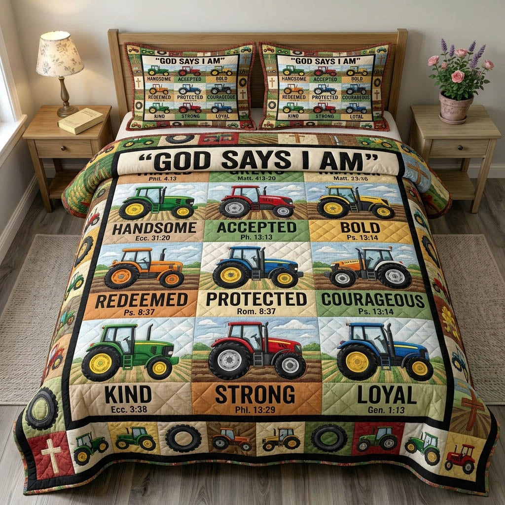God Says I Am 3-Piece Quilted Bedding Set GFTONMU1163