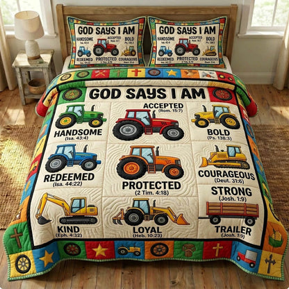 God Says I Am 3-Piece Quilted Bedding Set GFTONMU1164