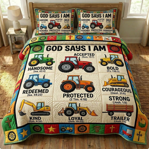 God Says I Am 3-Piece Quilted Bedding Set GFTONMU1164