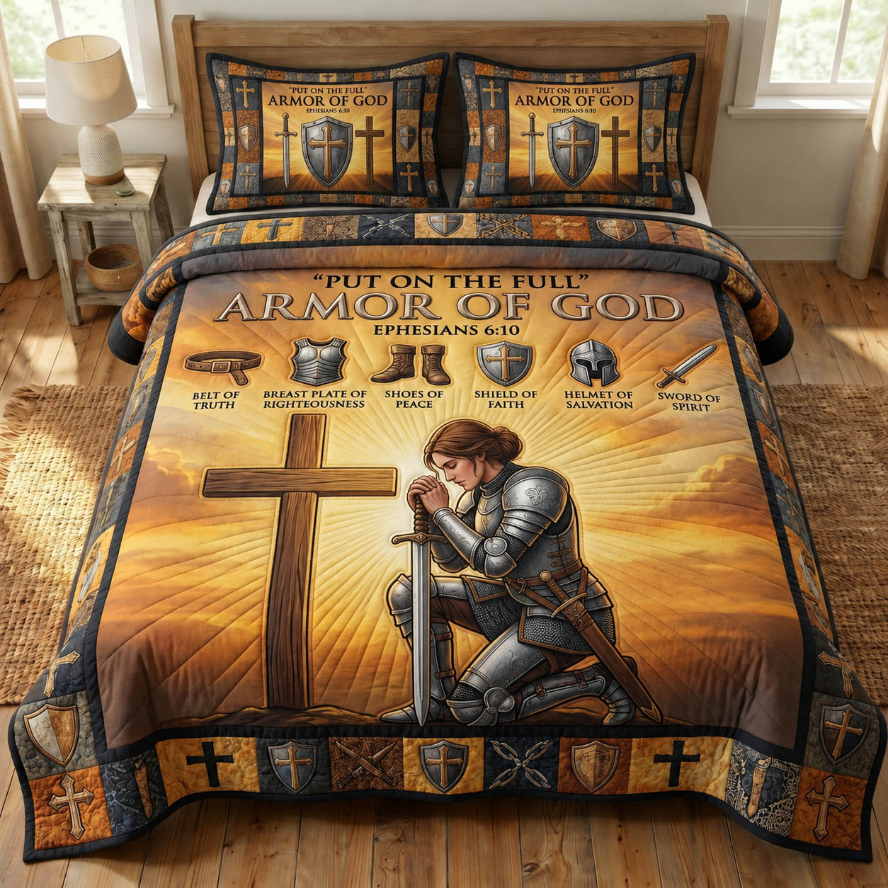 Armor Of God 3-Piece Quilted Bedding Set GFTONMU1166