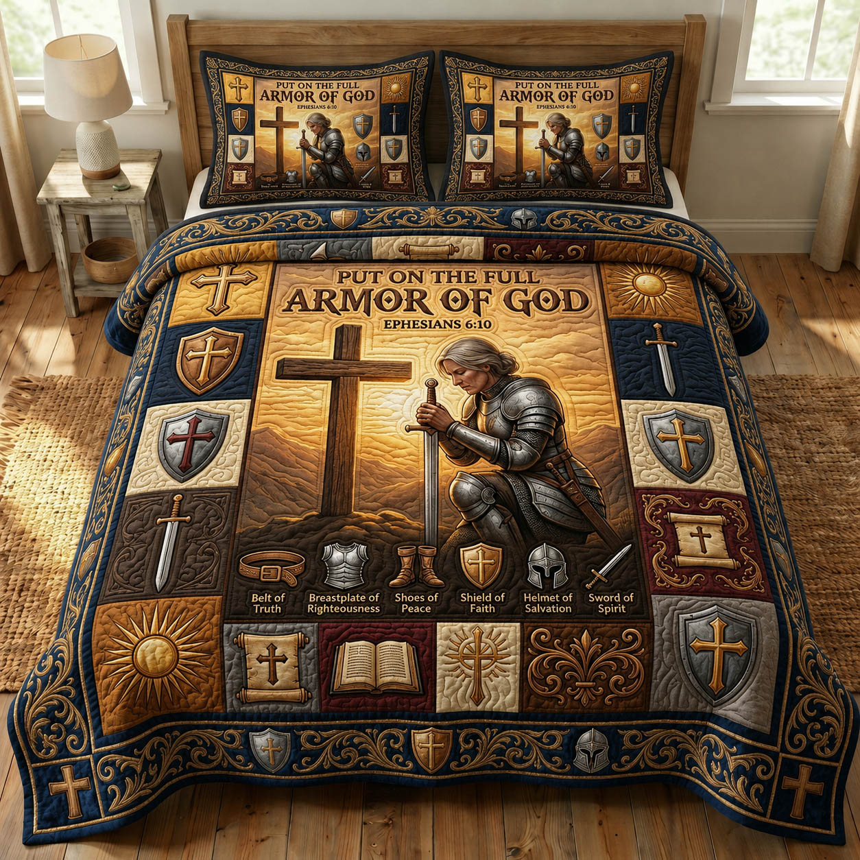 Armor Of God 3-Piece Quilted Bedding Set GFTONMU1170