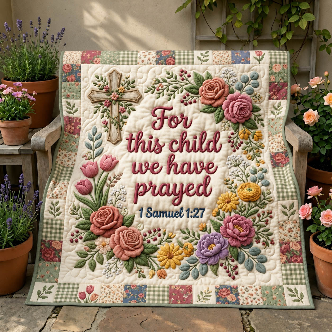 Floral Bible Quilted Blanket GFTONMU1244