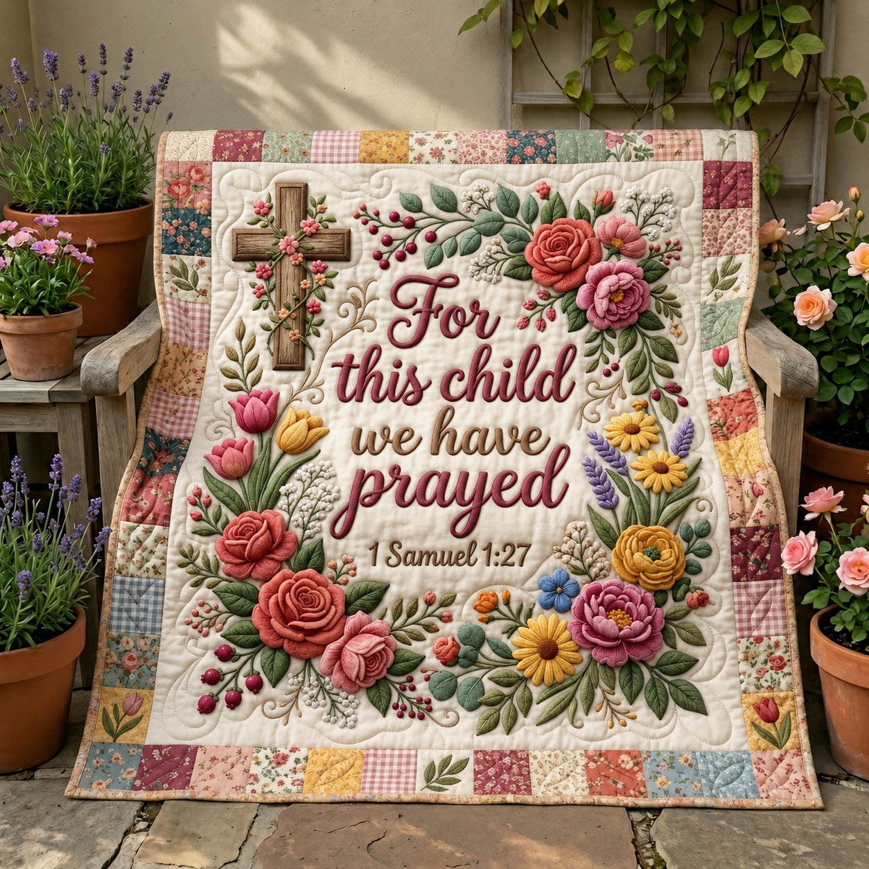 Floral Bible Quilted Blanket GFTONMU1245