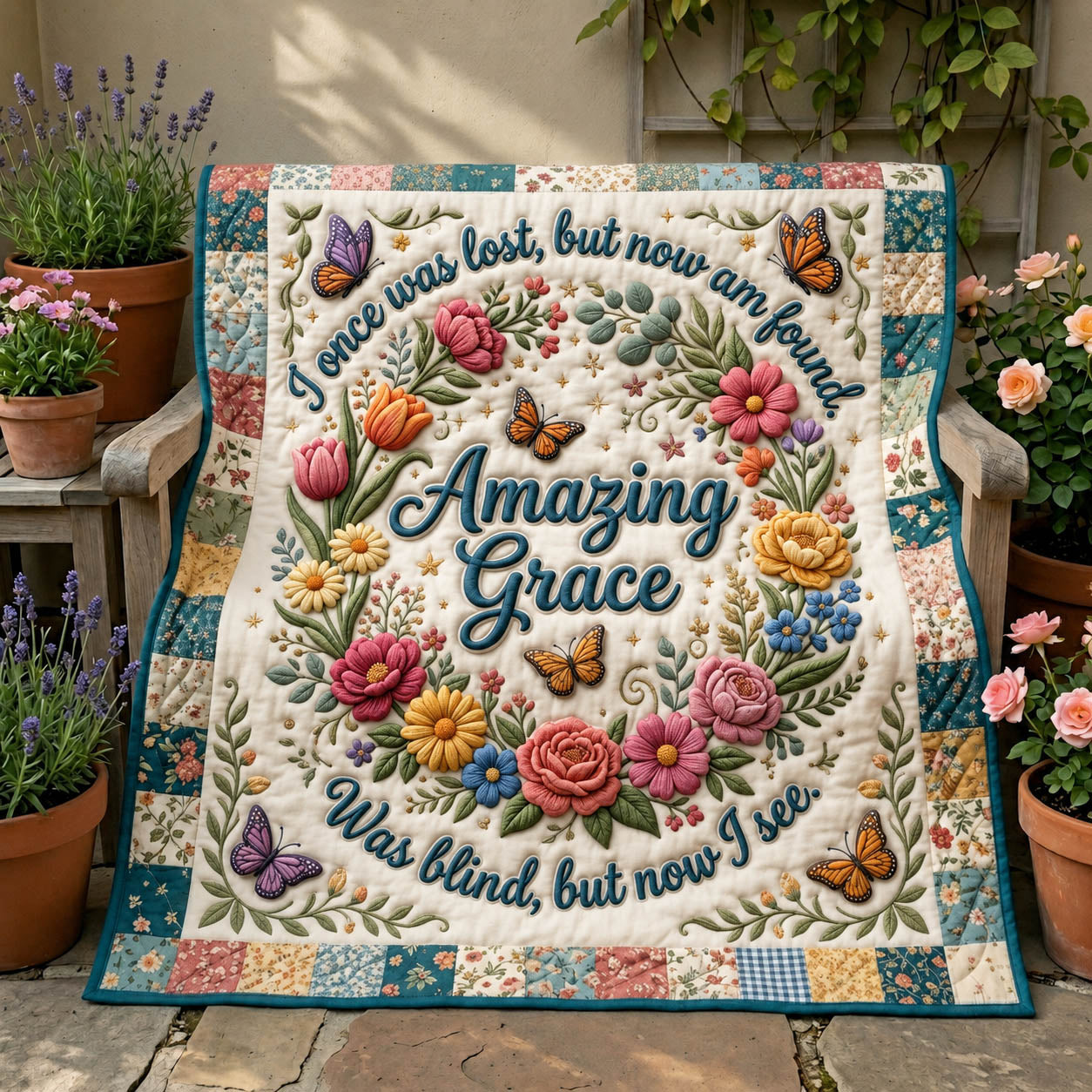 Floral Bible Quilted Blanket GFTONMU1246
