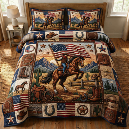 Western Cowboy 3-Piece Quilted Bedding Set GFTONMU1342