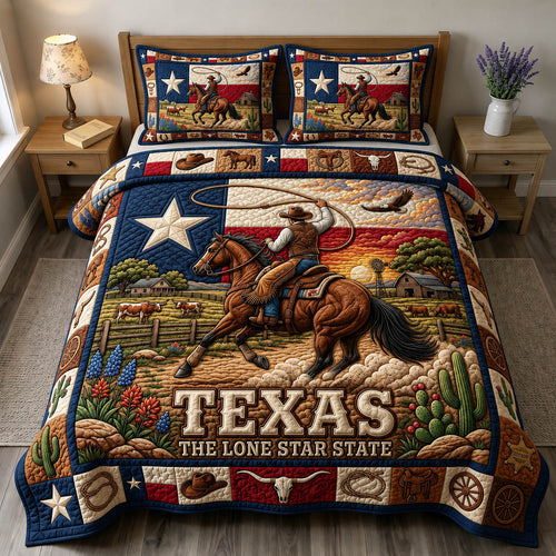 Western Cowboy 3-Piece Quilted Bedding Set GFTONMU1344