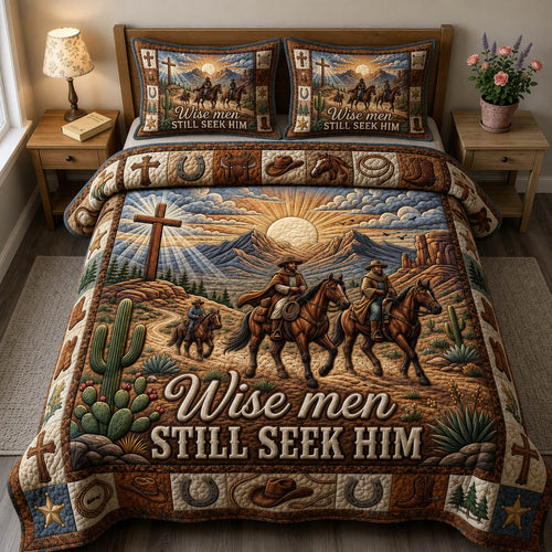 Western Cowboy 3-Piece Quilted Bedding Set GFTONMU1347